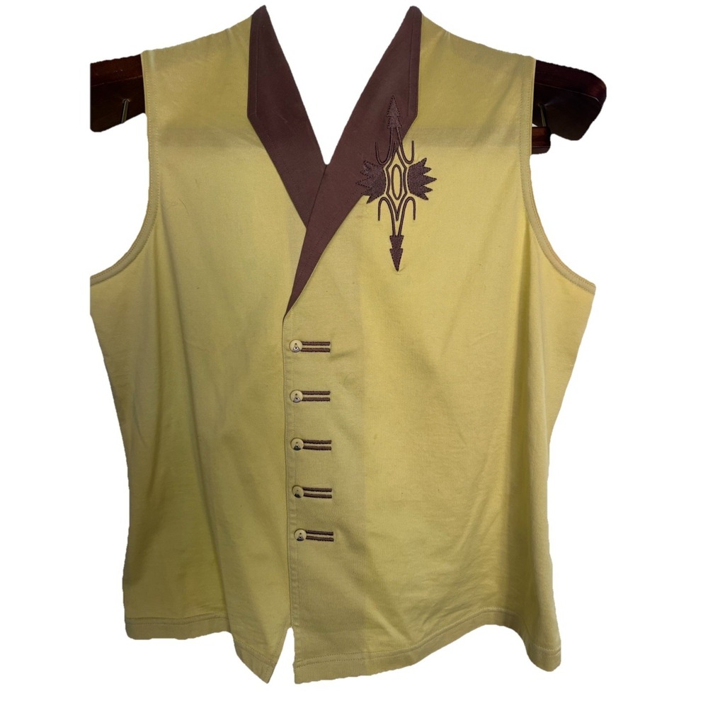 Jamie Sadock  Large Mustard Embroidered Knit‎ Golf Pickleball Tennis Core Vest